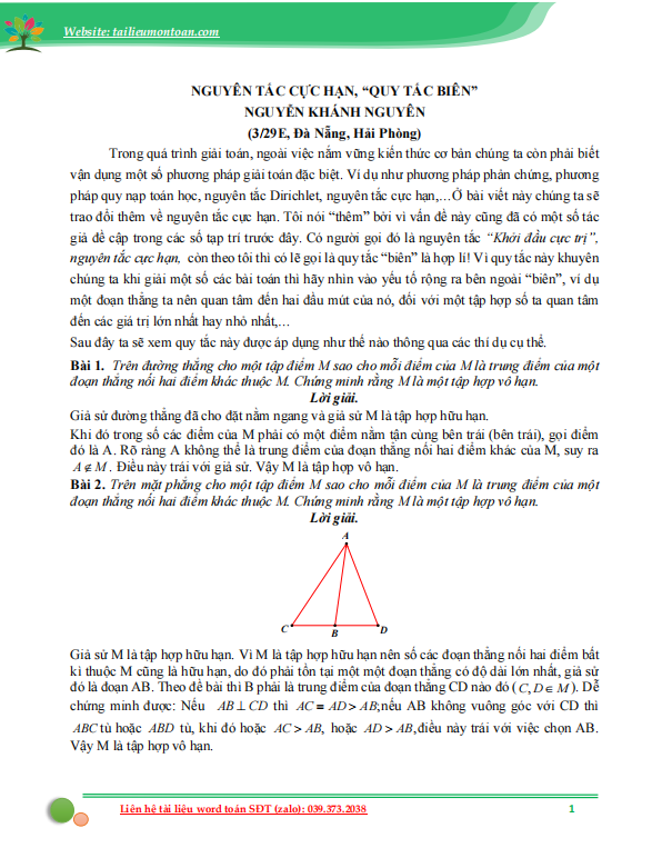 Nguyên tắc cực hạn trong giải toán 